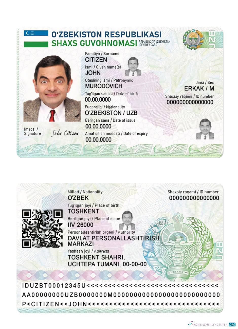 Download Uzbekistan ID card Photoshop template